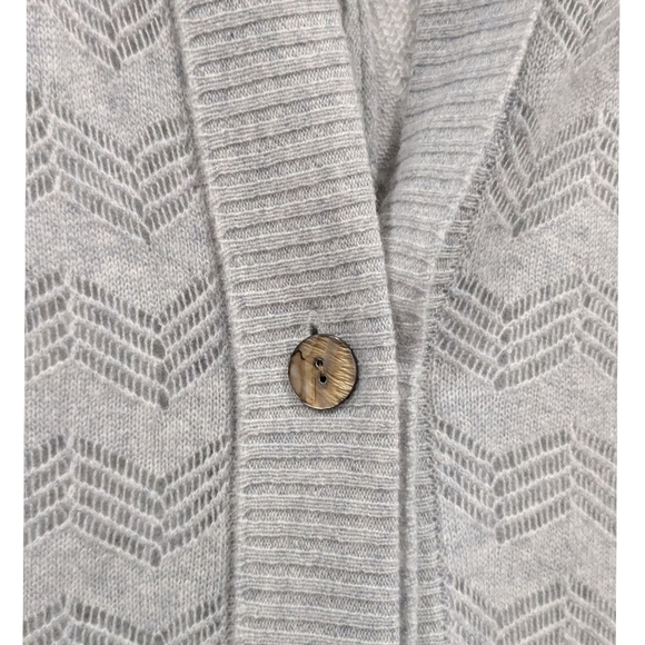 NEW Garnet Hill Oversized Pointelle Chevron Cardigan - Picture 3 of 6